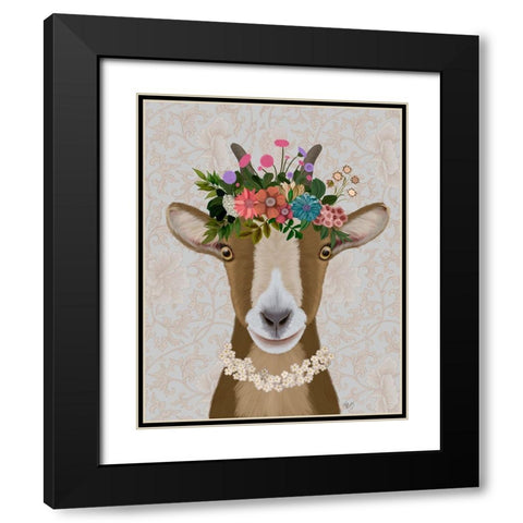 Goat Bohemian 3 Black Modern Wood Framed Art Print with Double Matting by Fab Funky