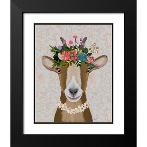 Goat Bohemian 3 Black Modern Wood Framed Art Print with Double Matting by Fab Funky
