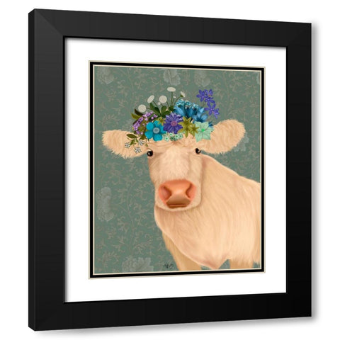 Cow Cream Bohemian 2 Black Modern Wood Framed Art Print with Double Matting by Fab Funky