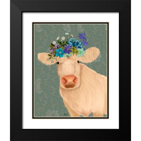 Cow Cream Bohemian 2 Black Modern Wood Framed Art Print with Double Matting by Fab Funky