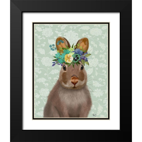 Rabbit Bohemian Black Modern Wood Framed Art Print with Double Matting by Fab Funky