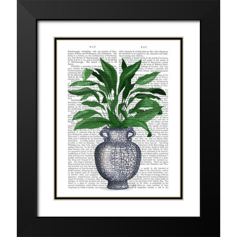 Chinoiserie Vase 2, With Plant Book Print Black Modern Wood Framed Art Print with Double Matting by Fab Funky
