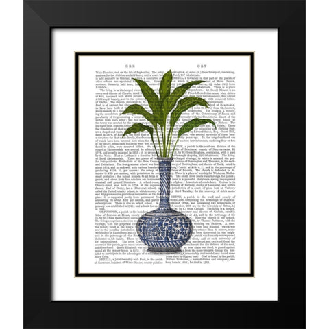 Chinoiserie Vase 3, With Plant Book Print Black Modern Wood Framed Art Print with Double Matting by Fab Funky