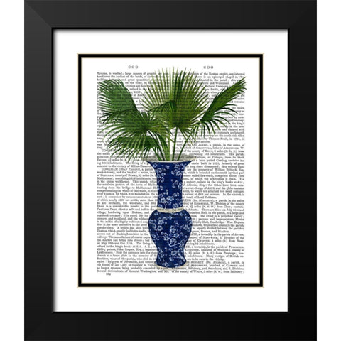 Chinoiserie Vase 8, With Plant Book Print Black Modern Wood Framed Art Print with Double Matting by Fab Funky