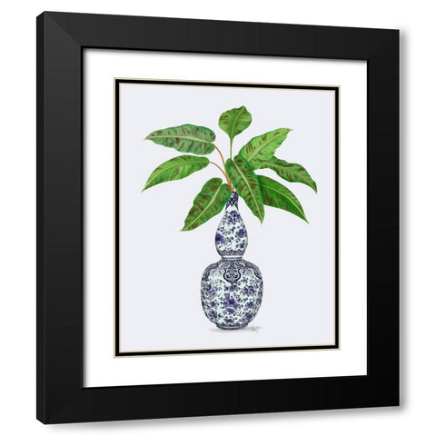 Chinoiserie Vase 1, With Plant Black Modern Wood Framed Art Print with Double Matting by Fab Funky