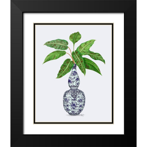 Chinoiserie Vase 1, With Plant Black Modern Wood Framed Art Print with Double Matting by Fab Funky