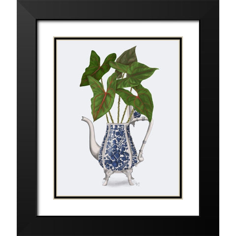 Chinoiserie Vase 4, With Plant Black Modern Wood Framed Art Print with Double Matting by Fab Funky