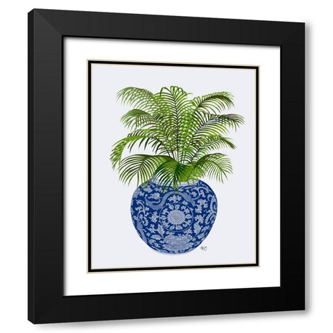 Chinoiserie Vase 6, With Plant Black Modern Wood Framed Art Print with Double Matting by Fab Funky