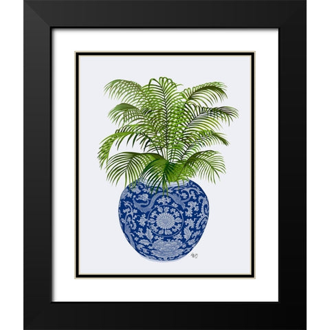Chinoiserie Vase 6, With Plant Black Modern Wood Framed Art Print with Double Matting by Fab Funky