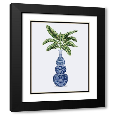 Chinoiserie Vase 7, With Plant Black Modern Wood Framed Art Print with Double Matting by Fab Funky