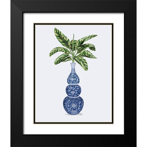 Chinoiserie Vase 7, With Plant Black Modern Wood Framed Art Print with Double Matting by Fab Funky