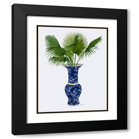 Chinoiserie Vase 8, With Plant Black Modern Wood Framed Art Print with Double Matting by Fab Funky