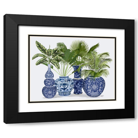 Chinoiserie Vase Group 1 Black Modern Wood Framed Art Print with Double Matting by Fab Funky
