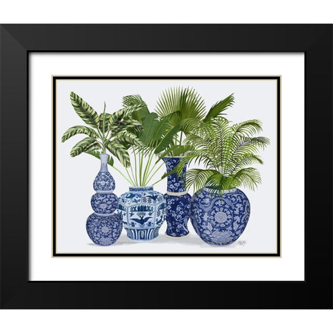 Chinoiserie Vase Group 1 Black Modern Wood Framed Art Print with Double Matting by Fab Funky