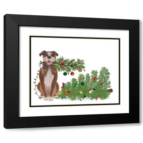 Christmas Des - Broken Tree Black Modern Wood Framed Art Print with Double Matting by Fab Funky