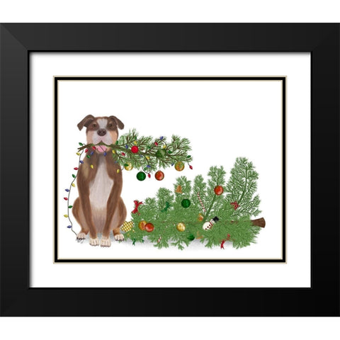 Christmas Des - Broken Tree Black Modern Wood Framed Art Print with Double Matting by Fab Funky