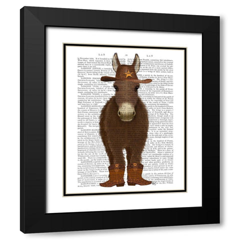 Donkey Cowboy Book Print Black Modern Wood Framed Art Print with Double Matting by Fab Funky