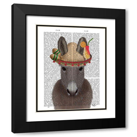 Donkey Sombrero Book Print Black Modern Wood Framed Art Print with Double Matting by Fab Funky