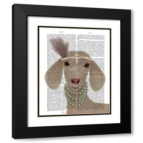 Posh White Goat Book Print Black Modern Wood Framed Art Print with Double Matting by Fab Funky