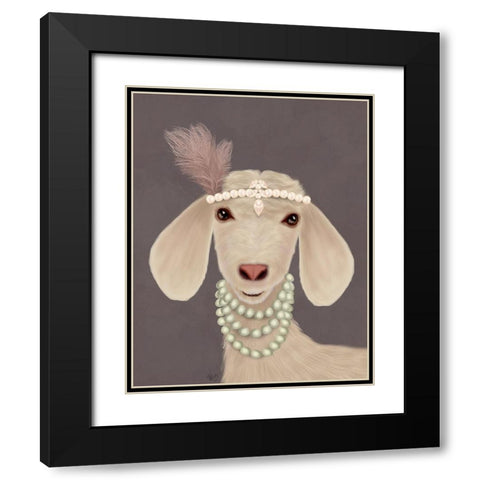 Posh White Goat Black Modern Wood Framed Art Print with Double Matting by Fab Funky