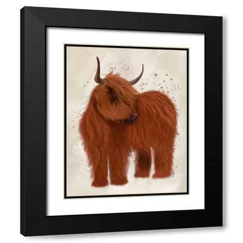 Highland Cow 2, Full Black Modern Wood Framed Art Print with Double Matting by Fab Funky