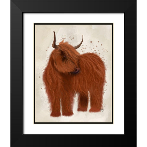Highland Cow 2, Full Black Modern Wood Framed Art Print with Double Matting by Fab Funky