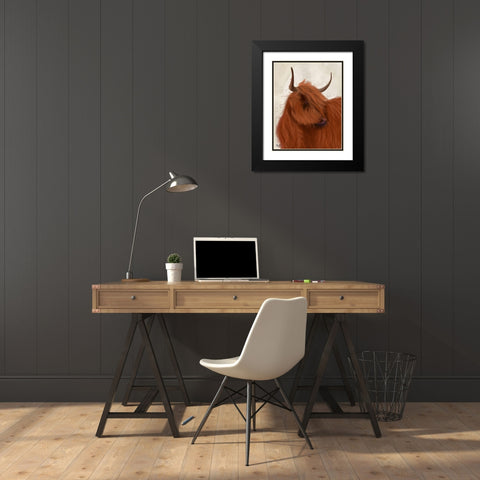Highland Cow 2, Portrait Black Modern Wood Framed Art Print with Double Matting by Fab Funky