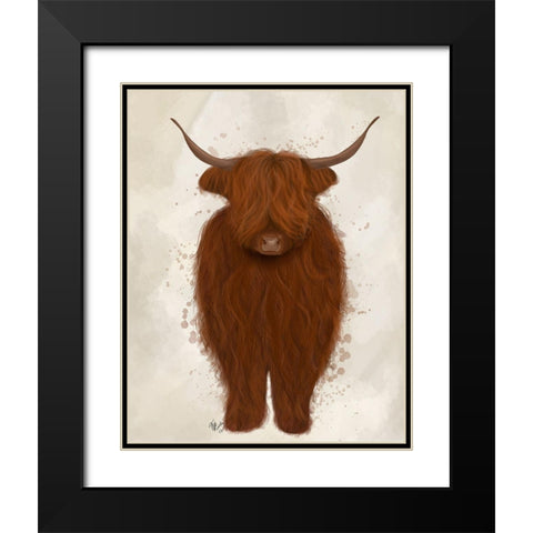 Highland Cow 3, Full Black Modern Wood Framed Art Print with Double Matting by Fab Funky