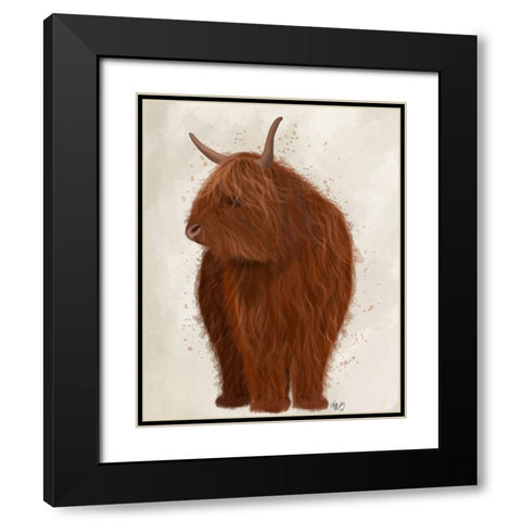 Highland Cow 4, Full Black Modern Wood Framed Art Print with Double Matting by Fab Funky