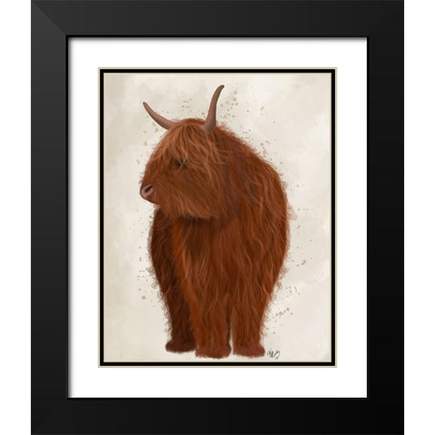 Highland Cow 4, Full Black Modern Wood Framed Art Print with Double Matting by Fab Funky