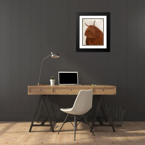 Highland Cow 4, Portrait Black Modern Wood Framed Art Print with Double Matting by Fab Funky