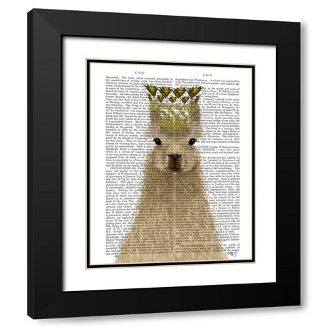 Llama Queen Book Print Black Modern Wood Framed Art Print with Double Matting by Fab Funky