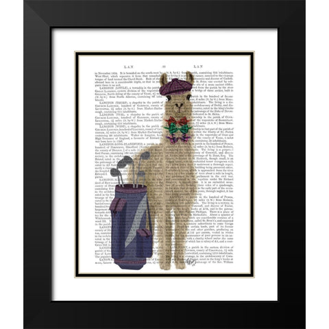 Llama Golfing Book Print Black Modern Wood Framed Art Print with Double Matting by Fab Funky