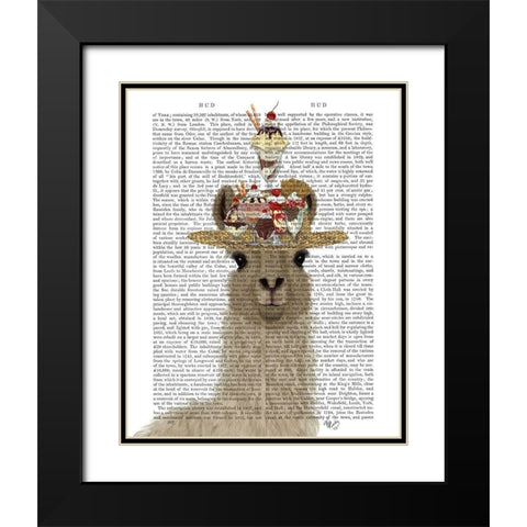 Llama Ice Cream Hat Book Print Black Modern Wood Framed Art Print with Double Matting by Fab Funky