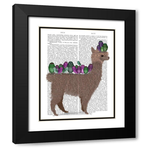 Llama Owls, Full Book Print Black Modern Wood Framed Art Print with Double Matting by Fab Funky