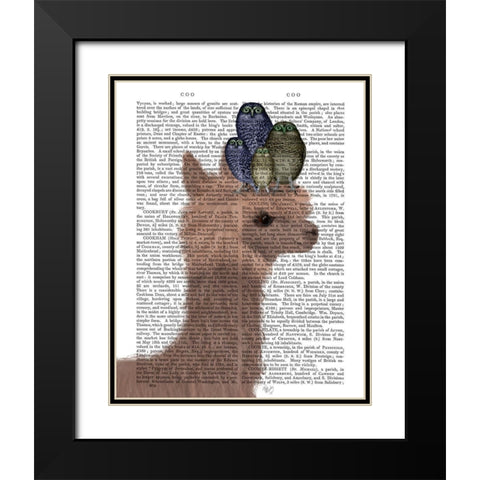 Llama Owls, Portrait Book Print Black Modern Wood Framed Art Print with Double Matting by Fab Funky