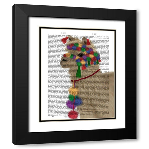 Llama Traditional 2, Portrait Book Print Black Modern Wood Framed Art Print with Double Matting by Fab Funky