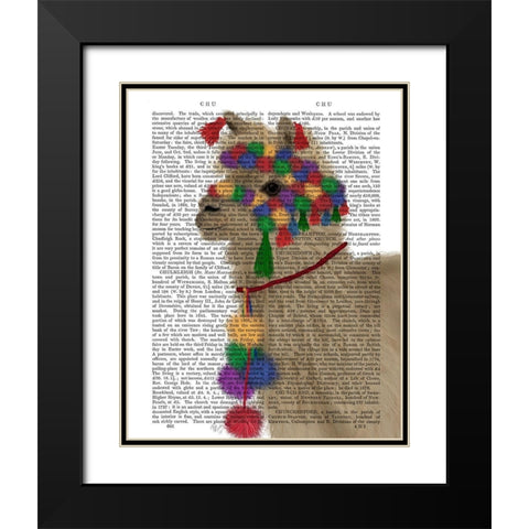 Llama Traditional 2, Portrait Book Print Black Modern Wood Framed Art Print with Double Matting by Fab Funky