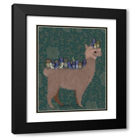 Llama Owls, Full Black Modern Wood Framed Art Print with Double Matting by Fab Funky