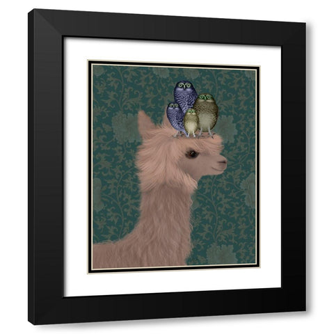 Llama Owls, Portrait Black Modern Wood Framed Art Print with Double Matting by Fab Funky