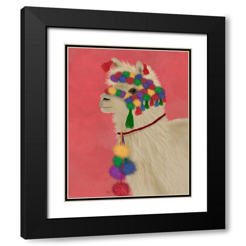 Llama Traditional 2, Portrait Black Modern Wood Framed Art Print with Double Matting by Fab Funky