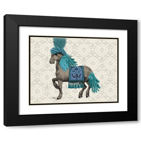 Niraj Horse, Blue Black Modern Wood Framed Art Print with Double Matting by Fab Funky