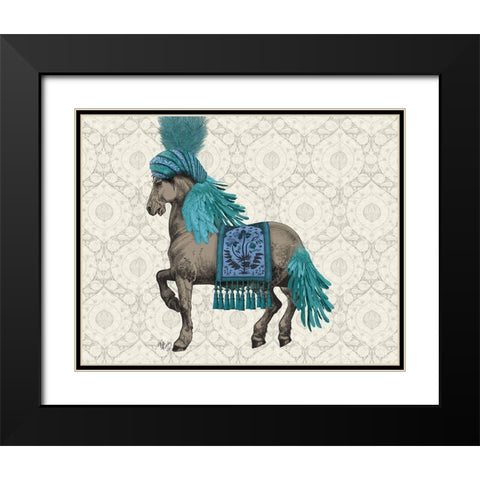 Niraj Horse, Blue Black Modern Wood Framed Art Print with Double Matting by Fab Funky