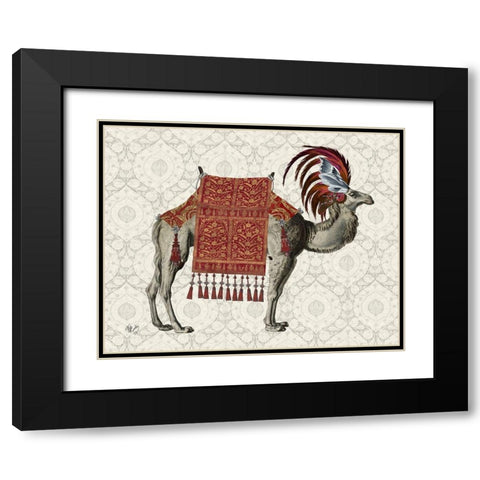 Niraj Camel, Red Black Modern Wood Framed Art Print with Double Matting by Fab Funky