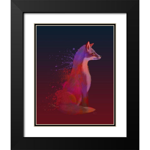 Red Fox Black Modern Wood Framed Art Print with Double Matting by Fab Funky