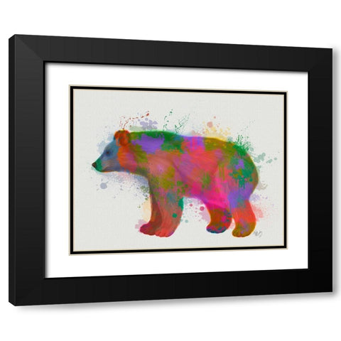 Bear Rainbow Splash 2 Black Modern Wood Framed Art Print with Double Matting by Fab Funky