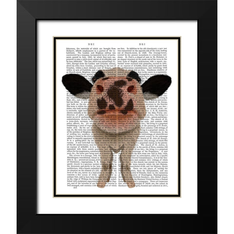 Nosey Cow 1 Book Print Black Modern Wood Framed Art Print with Double Matting by Fab Funky
