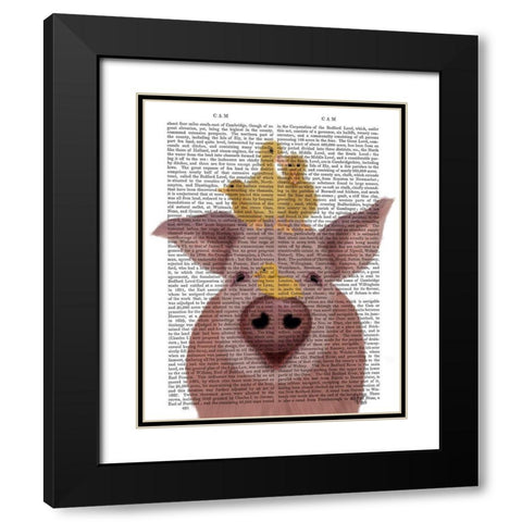 Pig and Ducklings Book Print Black Modern Wood Framed Art Print with Double Matting by Fab Funky