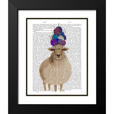 Sheep with Wool Hat, Full Book Print Black Modern Wood Framed Art Print with Double Matting by Fab Funky