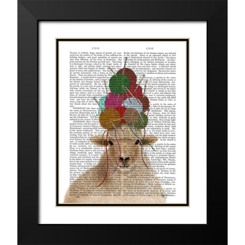 Sheep with Wool Hat, Portrait Book Print Black Modern Wood Framed Art Print with Double Matting by Fab Funky